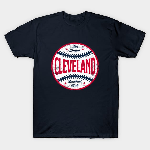 Cleveland Retro Big League Baseball - Navy T-Shirt by KFig21